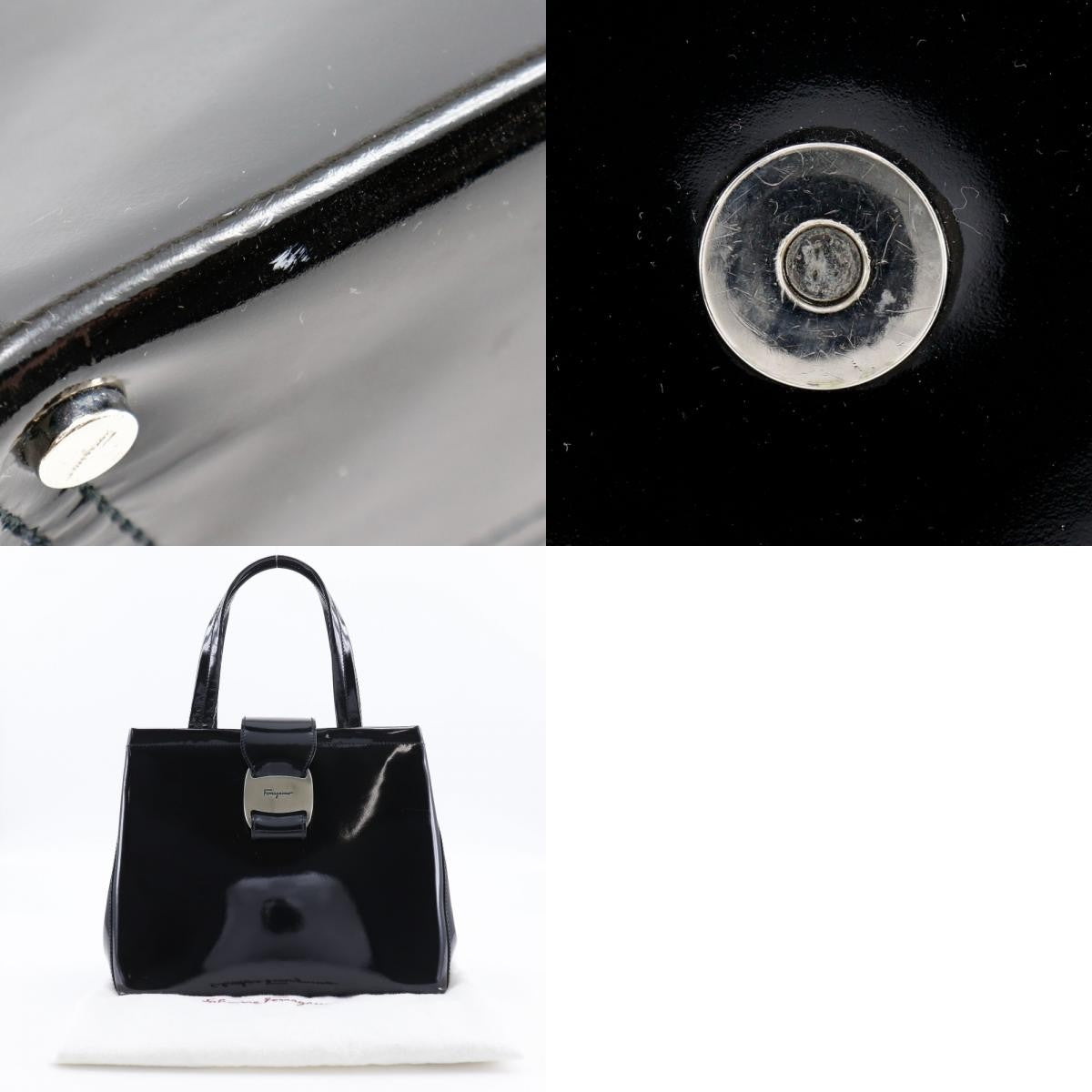 Salvatore Ferragamo Convertible Vara Bow Tote Patent Leather, BLACK, PATENT_LEATHER, Handbag