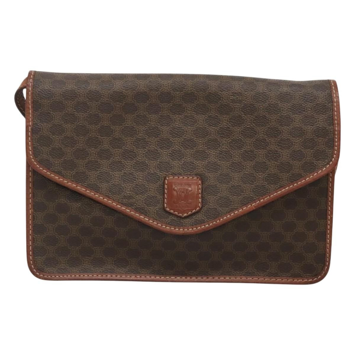 Celine Macadam Shoulder Bag PVC Leather, BROWN, CANVAS, Shoulder bag