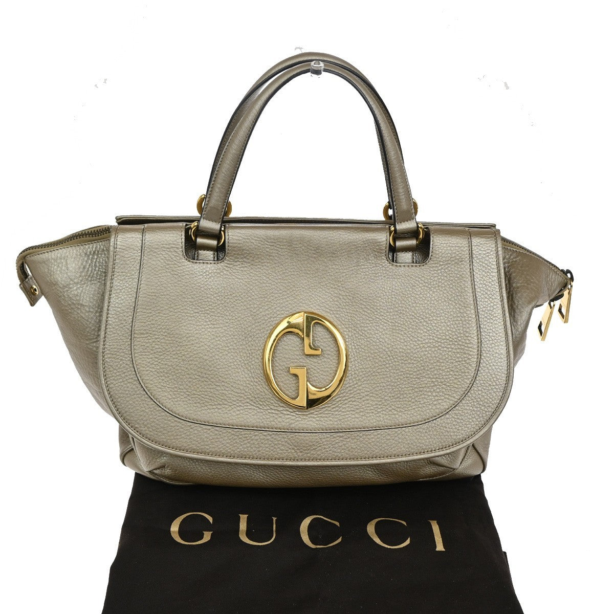 Gucci 1973 Top Handle Bag Leather, GOLD, LEATHER, Handbag