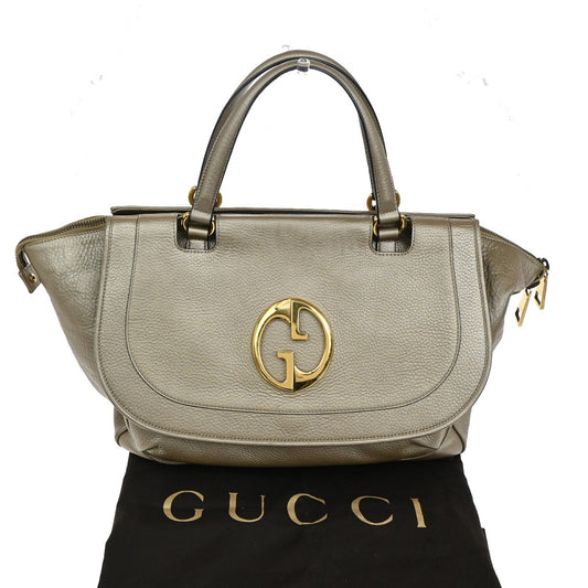 Gucci 1973 Top Handle Bag Leather, GOLD, LEATHER, Handbag