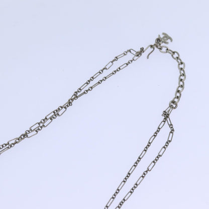 Chanel Camellia CC Long Necklace Metal with Faux Pearls, SILVER, METAL, Necklace