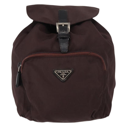 Prada Front Pocket Backpack Tessuto, BROWN, NYLON, Backpack