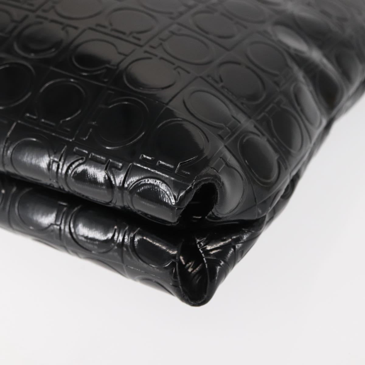 Salvatore Ferragamo Gancini Shoulder Bag Patent Leather, BLACK, PATENT_LEATHER, Shoulder bag