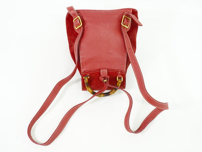 Gucci Vintage Bamboo Backpack Suede, RED, SUEDE, Backpack