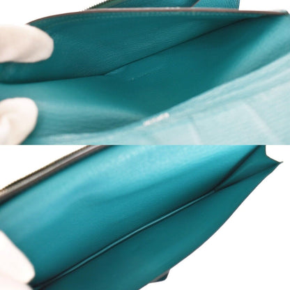 Hermes Bearn Wallet Chevre Mysore, BLUE, LEATHER, Wallets