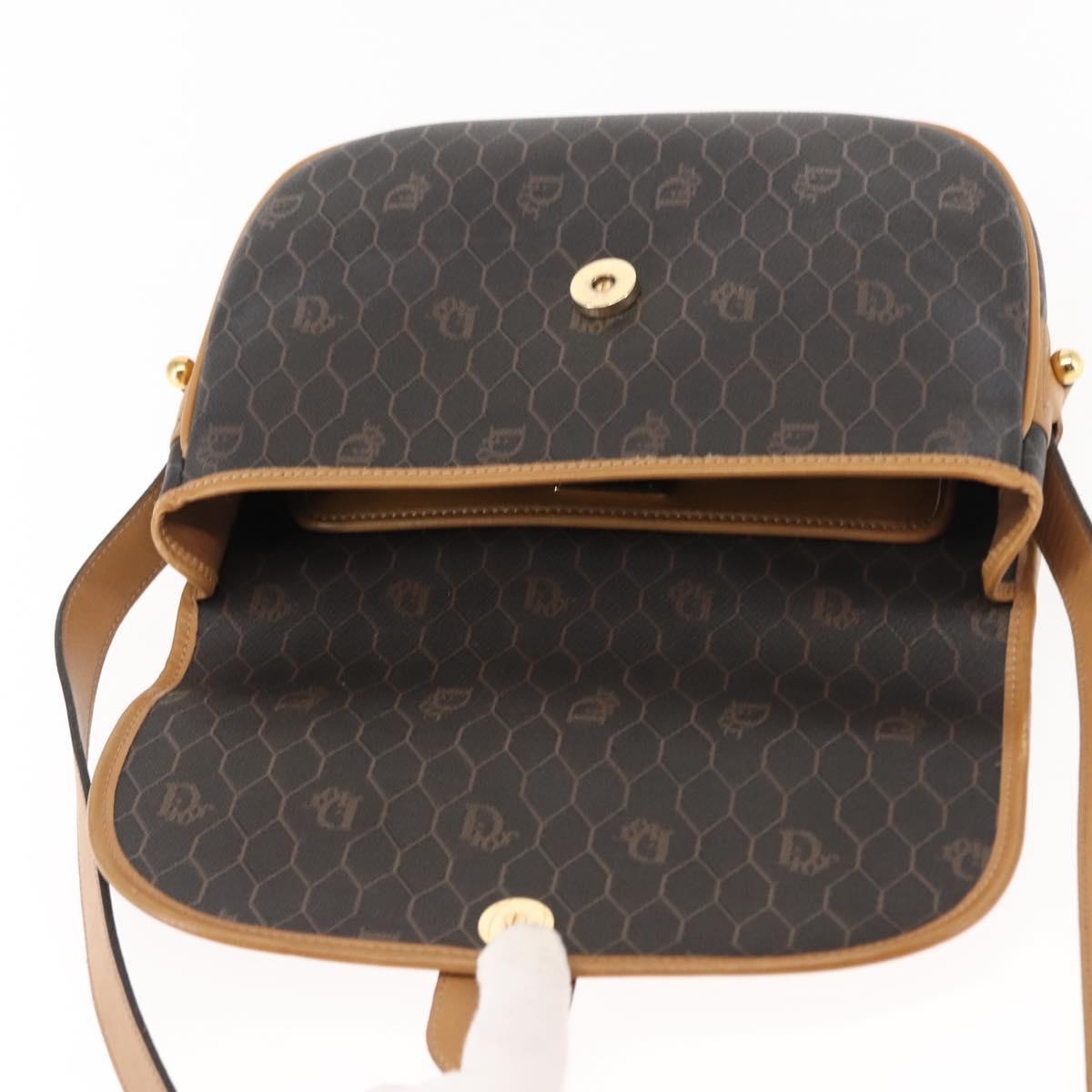 Christian Dior Vintage Honeycomb Shoulder Bag Canvas and Leather, BROWN, CANVAS, Shoulder bag