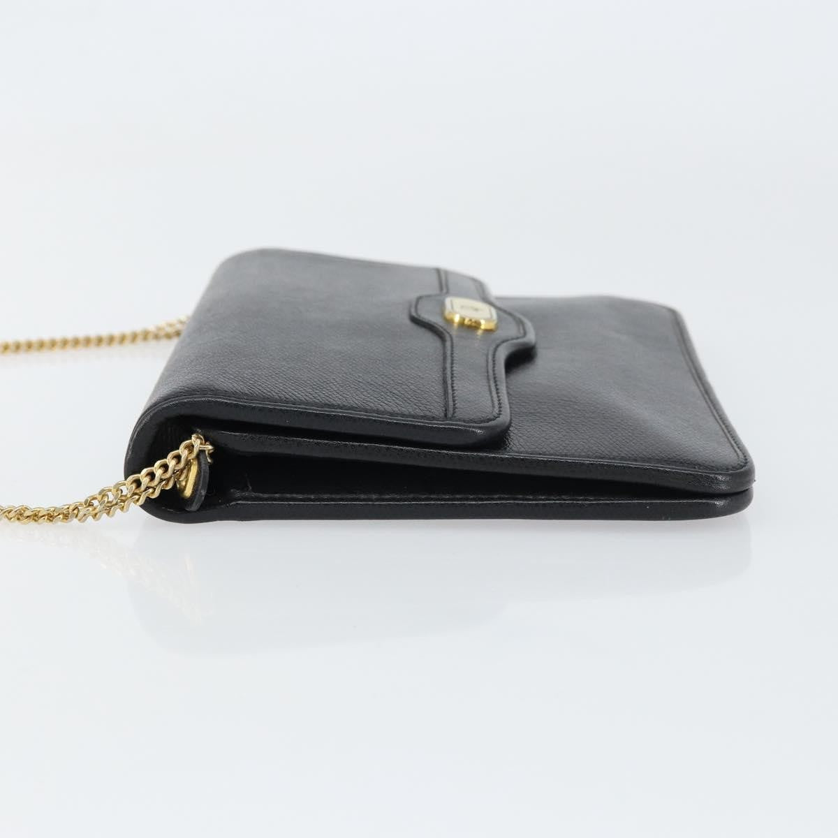 Christian Dior Vintage CD Chain Flap Shoulder Bag Leather, BLACK, LEATHER, Shoulder bag