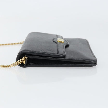 Christian Dior Vintage CD Chain Flap Shoulder Bag Leather, BLACK, LEATHER, Shoulder bag