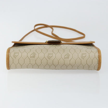 Christian Dior Vintage Honeycomb Flap Crossbody Bag Canvas and Leather, BEIGE, CANVAS, Shoulder bag
