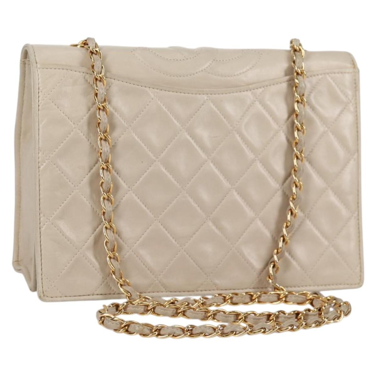 Chanel Vintage Tassel Flap Bag Quilted Lambskin, GOLD, LAMB_SKIN, Handbag