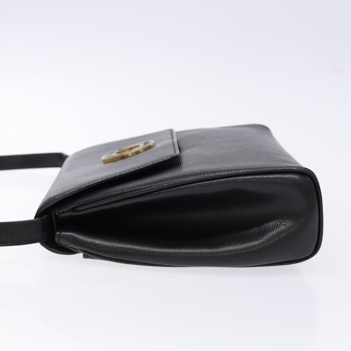 Celine Vintage Circle Logo Crossbody Bag Leather, BLACK, LEATHER, Crossbody bag