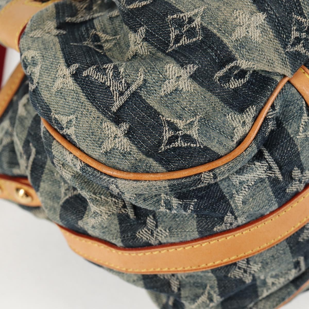 Louis Vuitton Porte Epaule Raye Handbag Striped Monogram Denim, BLUE, DENIM_JEANS, Handbag