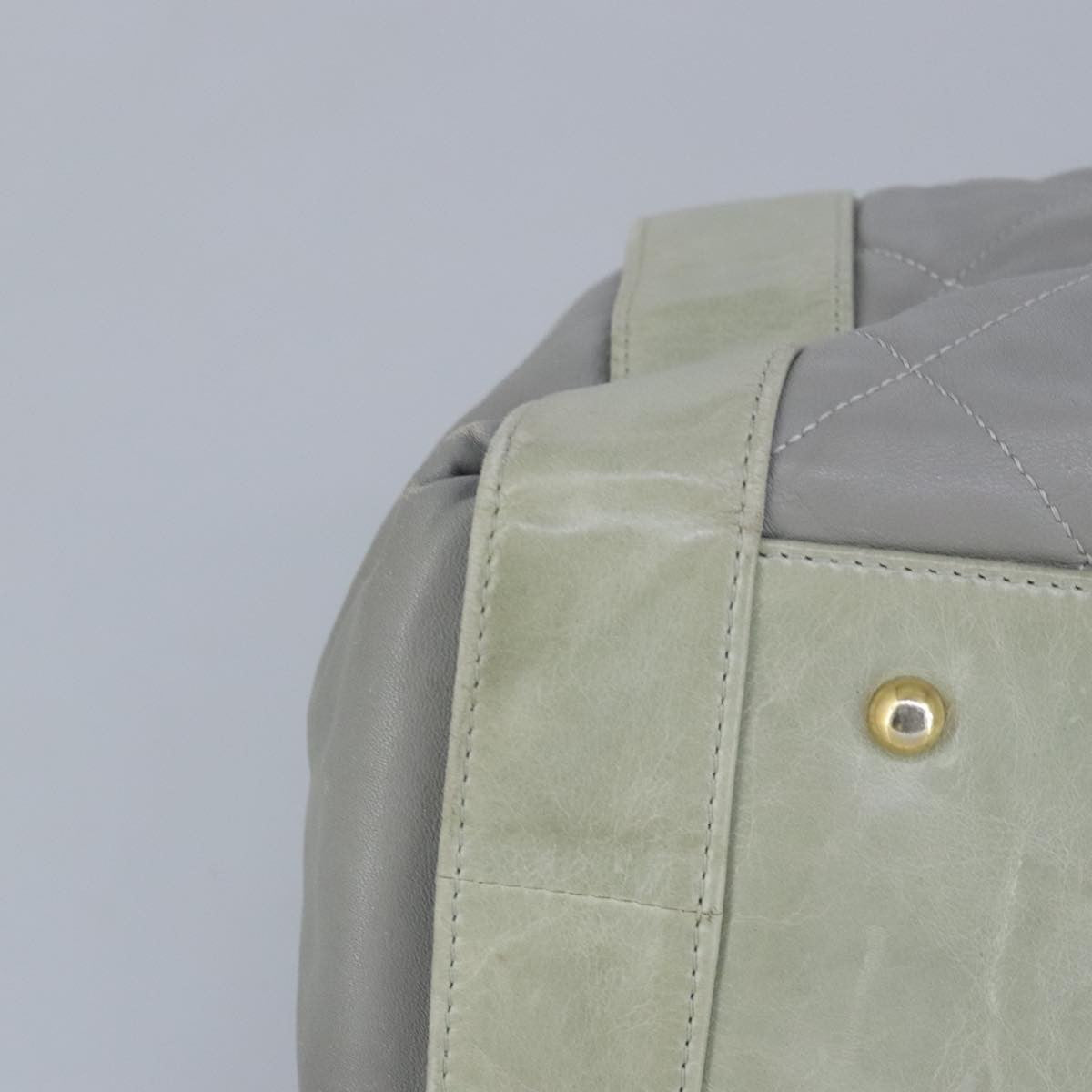 Chanel Chain Shoulder Bag Leather, GRAY, LEATHER, Shoulder bag