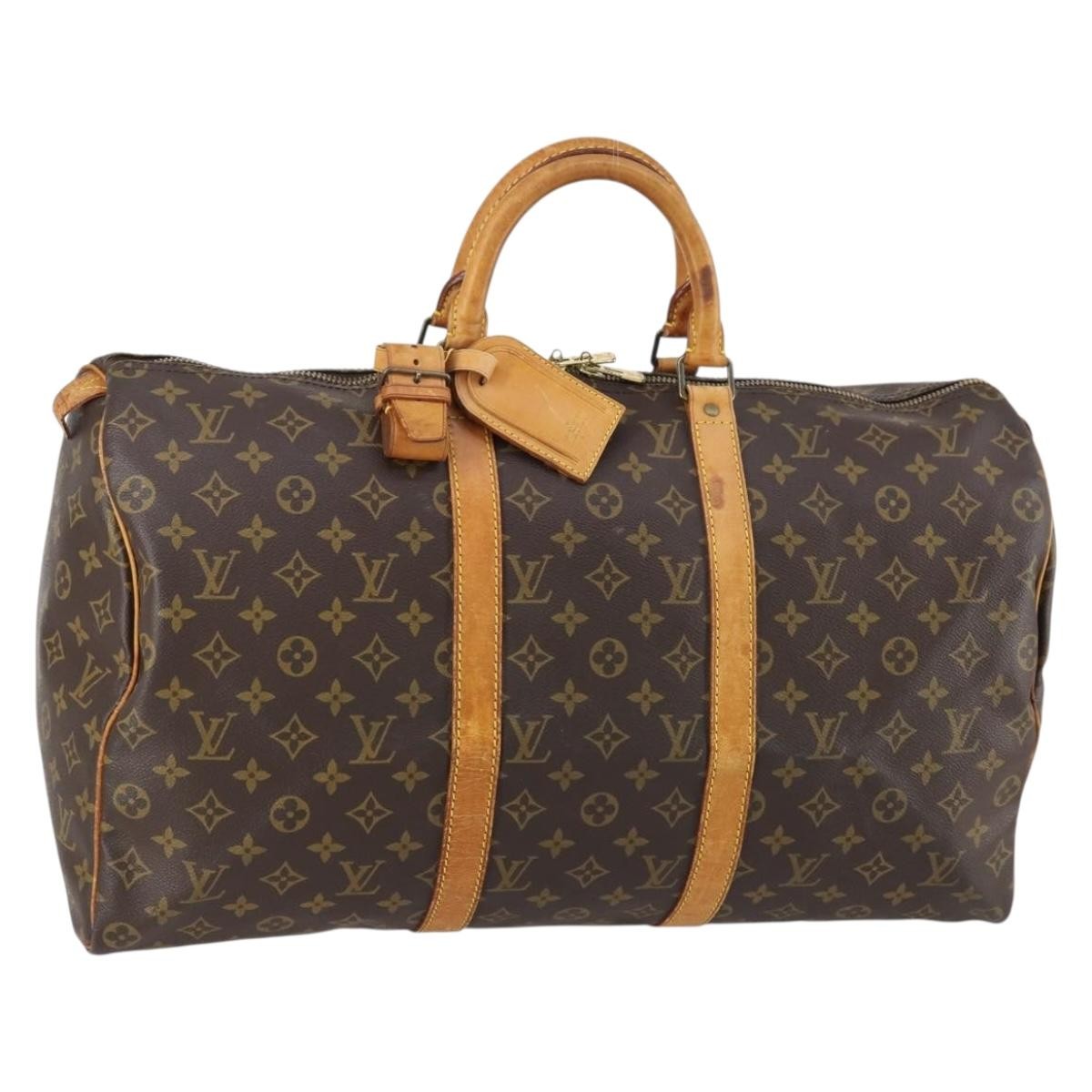 Louis Vuitton Keepall Bag Monogram Canvas, BROWN, CANVAS, Travel bag