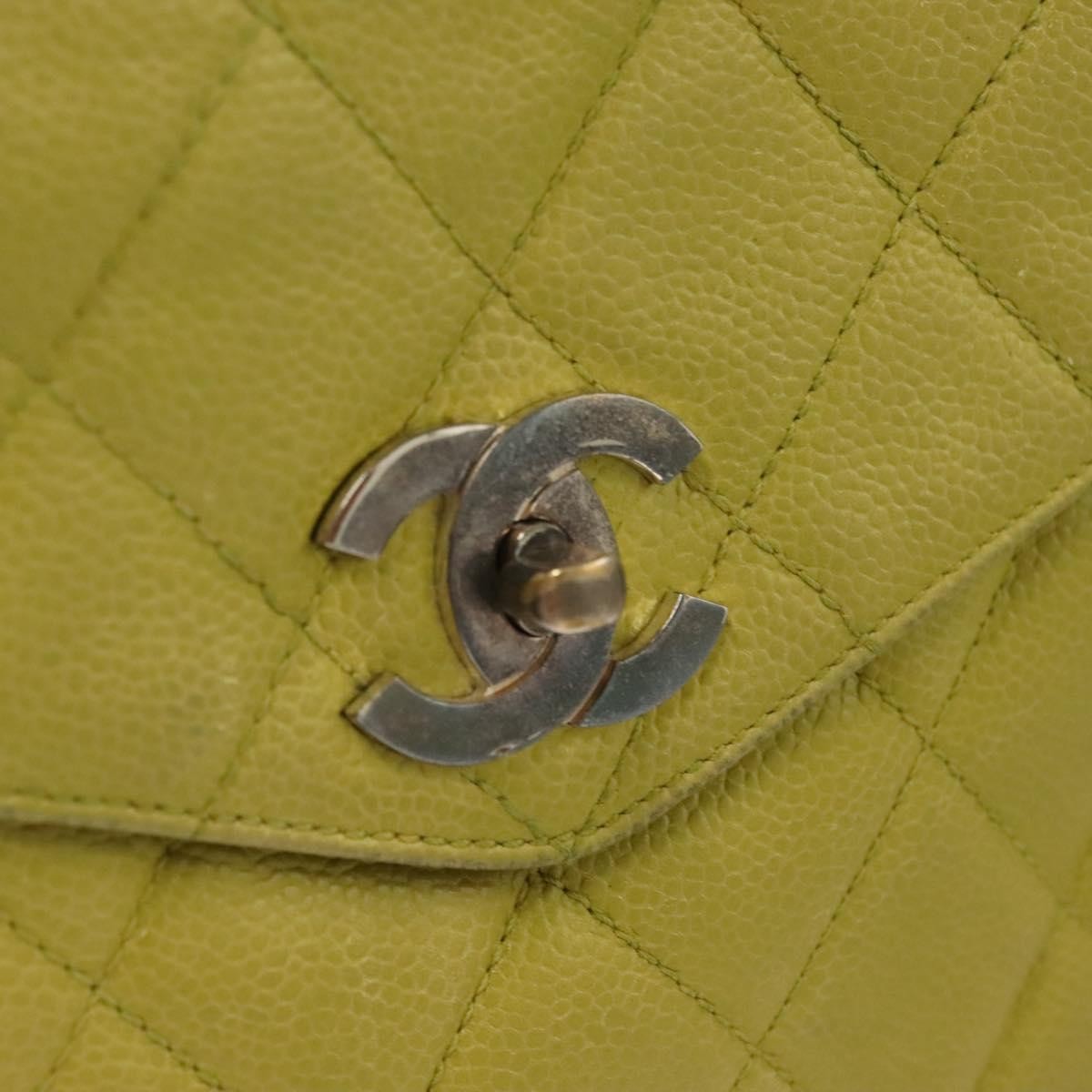 Chanel Vintage Front Pocket Shoulder Bag Quilted Caviar, GREEN, LEATHER, Shoulder bag