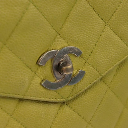 Chanel Vintage Front Pocket Shoulder Bag Quilted Caviar, GREEN, LEATHER, Shoulder bag