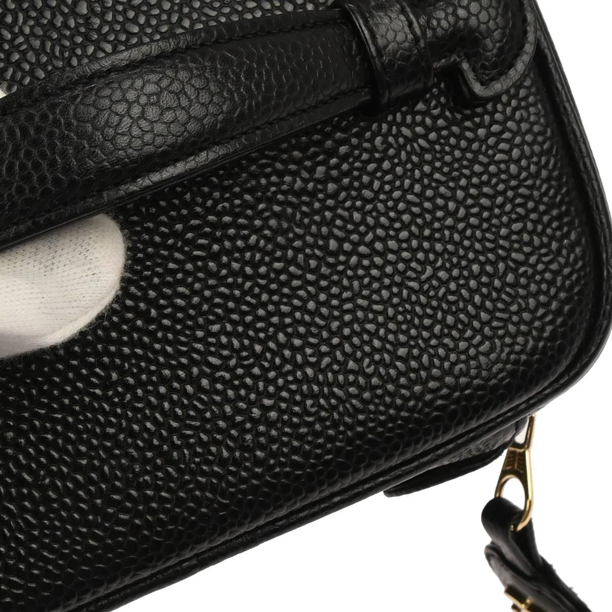 Chanel Vintage Timeless Cosmetic Case Caviar, BLACK, LEATHER, Handbag