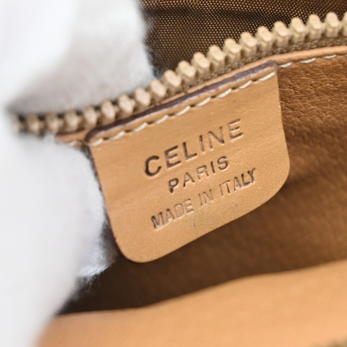 Celine Macadam Pochette Canvas and Leather, Brown, Canvas, Clutch