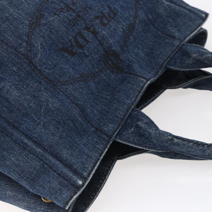 Prada Canapa Open Tote Denim, BLUE, DENIM_JEANS, Tote bag