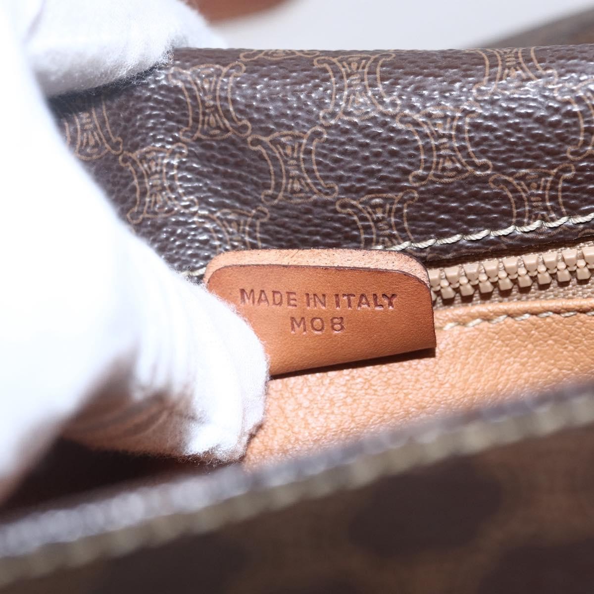 Celine Flap Shoulder Bag Canvas, BROWN, CANVAS, Shoulder bag