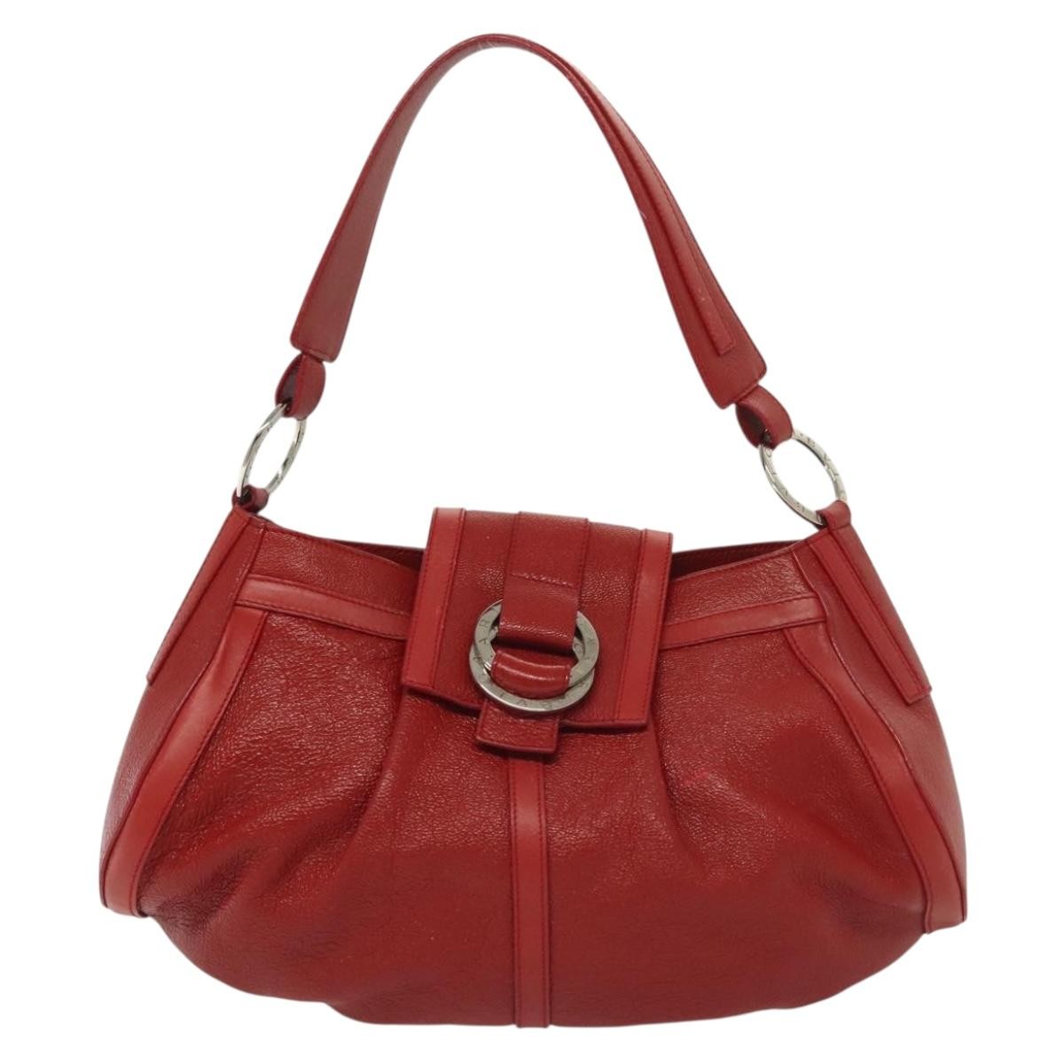 Bvlgari Chandra Top Handle Bag Leather, RED, LEATHER, Shoulder bag
