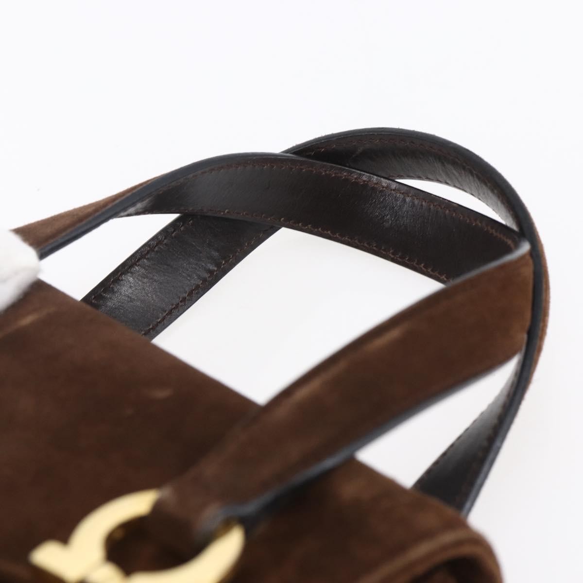 Salvatore Ferragamo Gancini handbag Suede, BROWN, SUEDE, Handbag