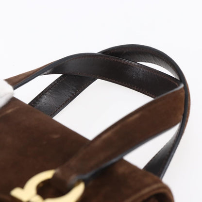Salvatore Ferragamo Gancini handbag Suede, BROWN, SUEDE, Handbag