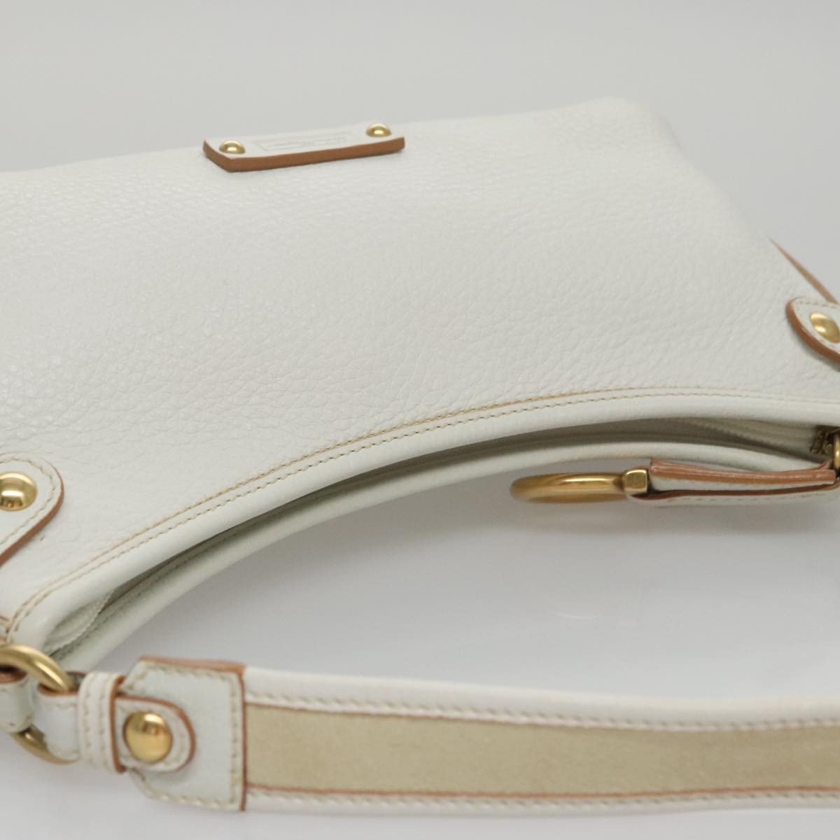 Salvatore Ferragamo Gancini Shoulder Bag Leather, WHITE, LEATHER, Shoulder bag