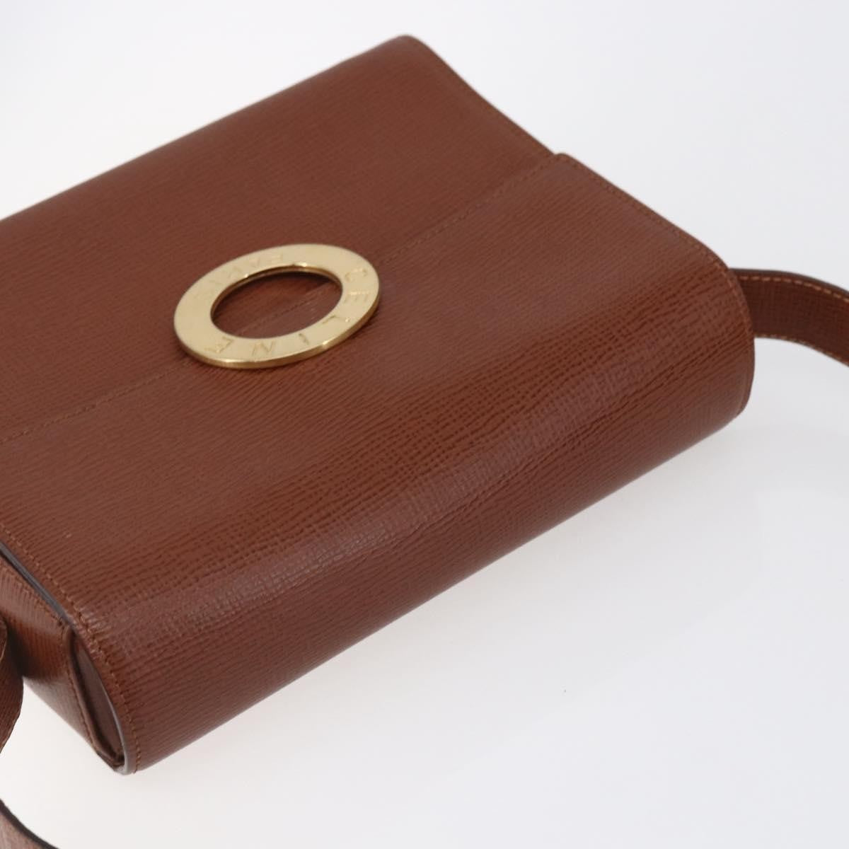 Celine Circle logo Leather, BROWN, LEATHER, Handbag