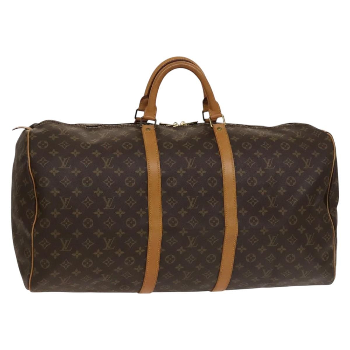 Louis Vuitton Keepall Bag Monogram Canvas, BROWN, CANVAS, Travel bag