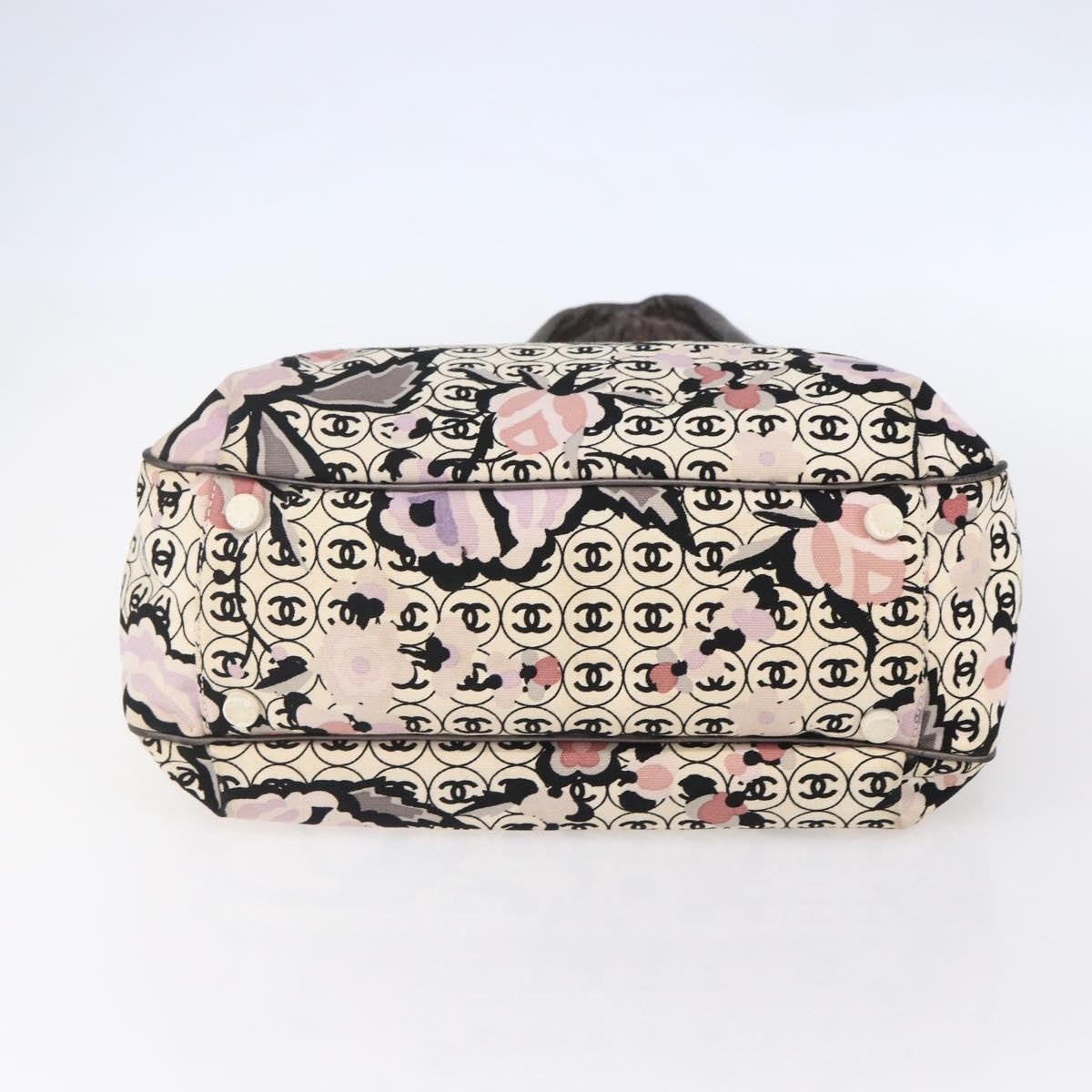 Chanel Vintage Floral Tote Canvas, BEIGE, CANVAS, Tote bag