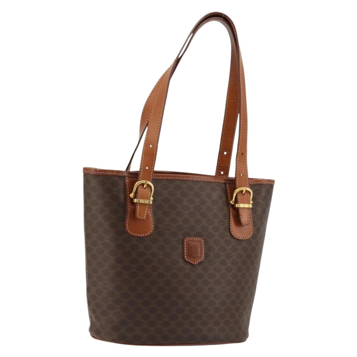 Celine Vintage Macadam Tote bag Canvas and Leather, Brown, Canvas, Tote Bag