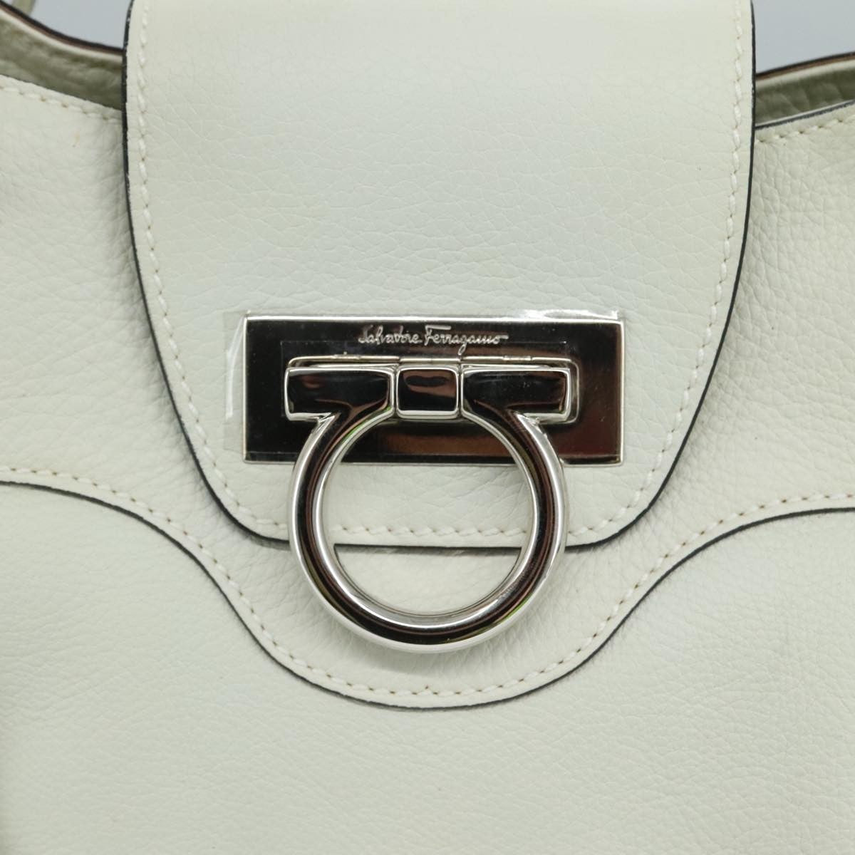 Salvatore Ferragamo Marisa Satchel Leather, WHITE, LEATHER, Handbag
