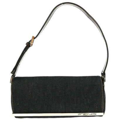 Fendi Vintage Shoulder Bag Denim, NAVY, DENIM_JEANS, Shoulder bag