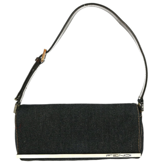 Fendi Vintage Shoulder Bag Denim, NAVY, DENIM_JEANS, Shoulder bag