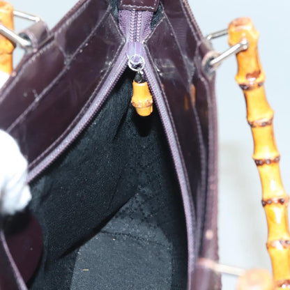 Gucci Vintage Bamboo Handle Tote Nylon, BROWN, SYNTHETIC, Tote bag