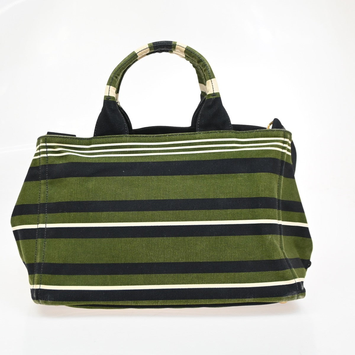 Prada Canapa Open Tote Canvas, GREEN, CANVAS, Handbag