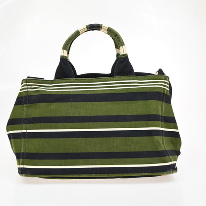 Prada Canapa Open Tote Canvas, GREEN, CANVAS, Handbag