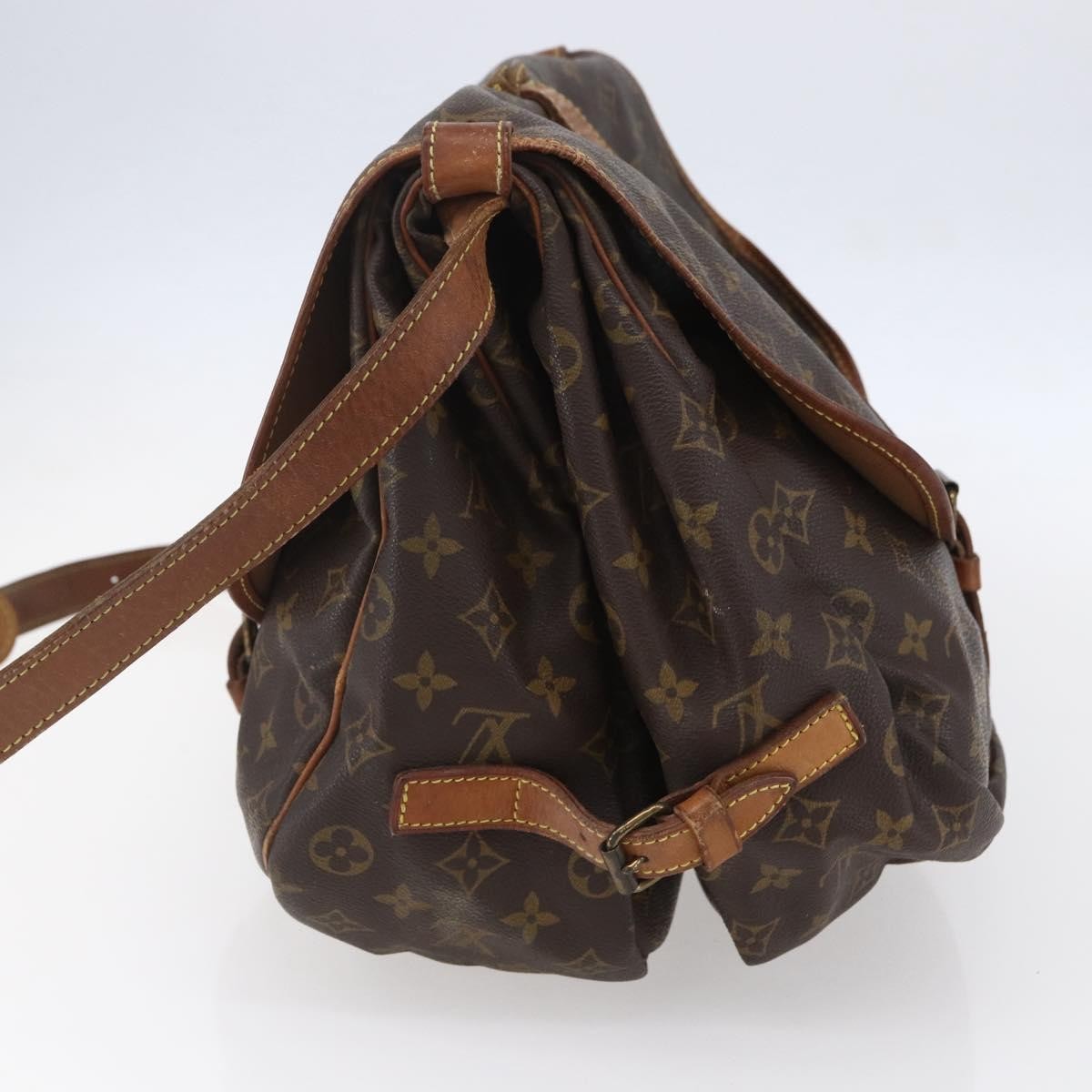 Louis Vuitton Saumur Handbag Monogram Canvas, BROWN, CANVAS, Shoulder bag