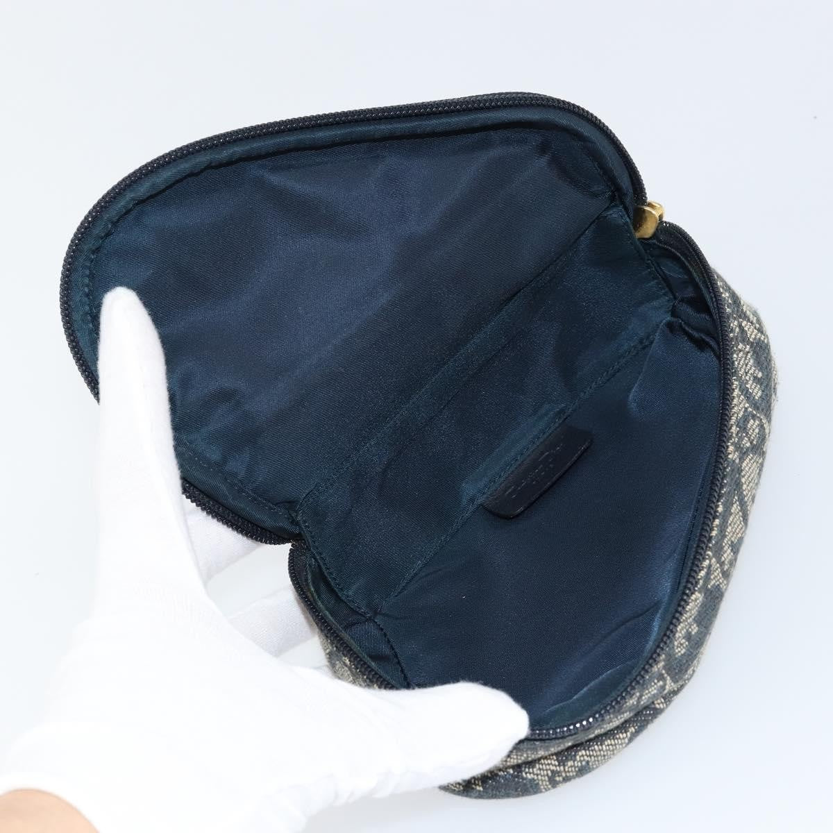 Christian Dior Vintage Saddle Coin Purse Diorissimo Canvas, BLUE, CANVAS, Clutche & pouche