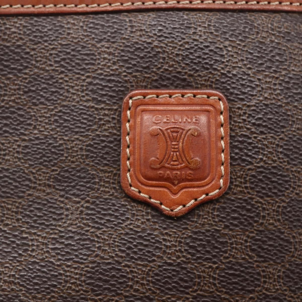 Celine Vintage Macadam Shoulder Bag Canvas and Leather, BROWN, CANVAS, Shoulder bag