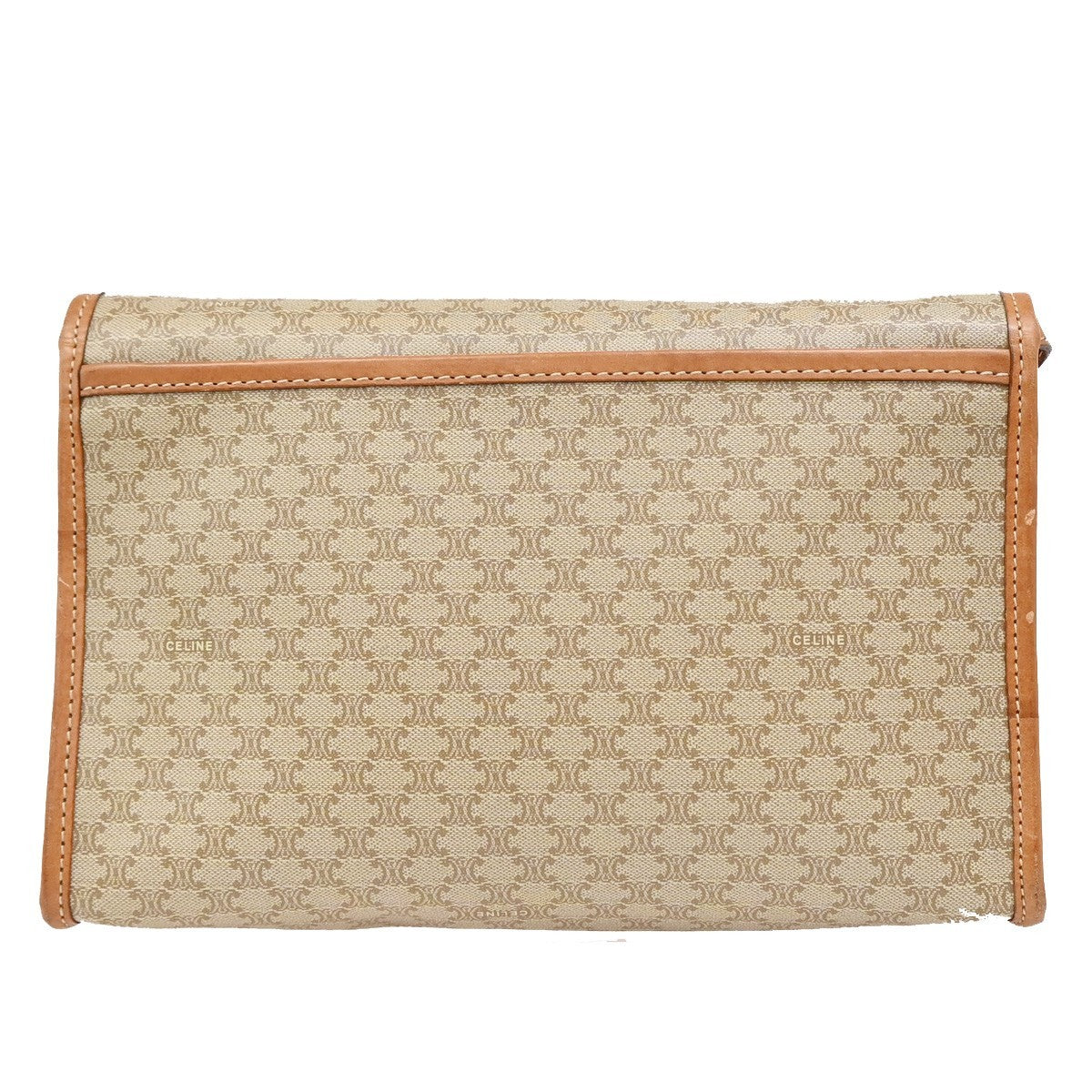 Celine Macadam Shoulder Bag Leather, BROWN, LEATHER, Shoulder bag