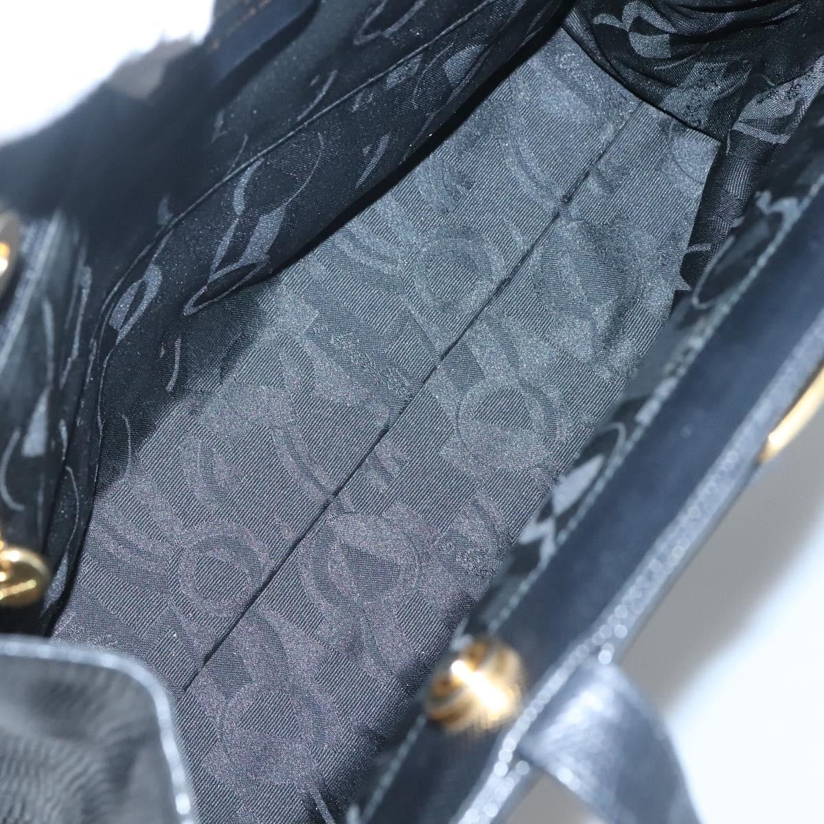 Salvatore Ferragamo Vintage Vara Bow Tote Lizard Embossed Leather, BLACK, LEATHER, Tote bag