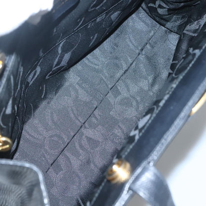 Salvatore Ferragamo Vintage Vara Bow Tote Lizard Embossed Leather, BLACK, LEATHER, Tote bag