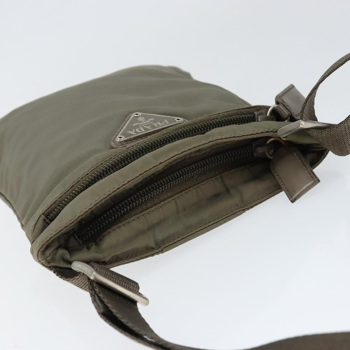 Prada Front Pocket Messenger Bag Tessuto, KHAKI, NYLON, Shoulder bag