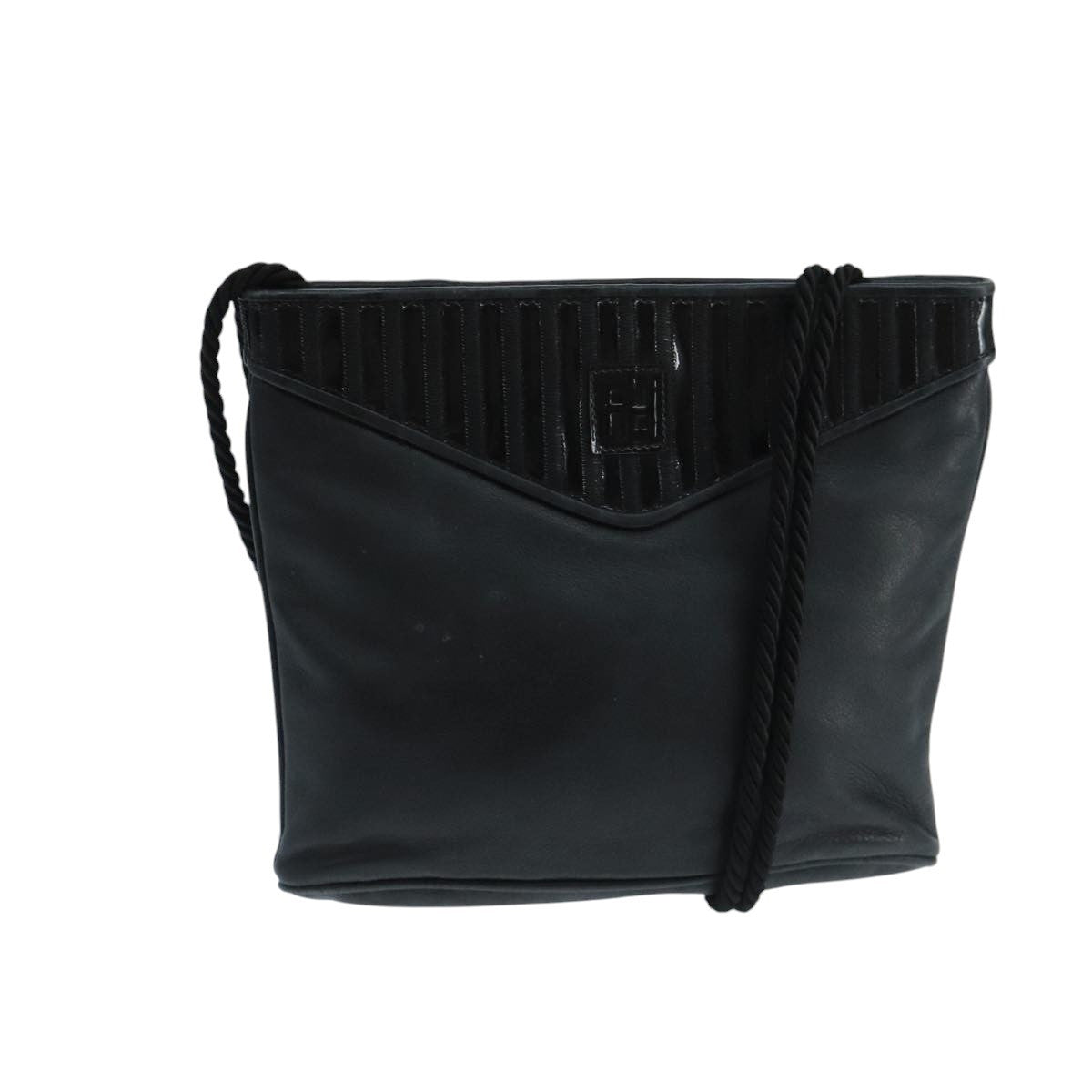 Fendi FF Logo Stamp Zip Pouch Printed Leather, BLACK, LEATHER, Shoulder bag