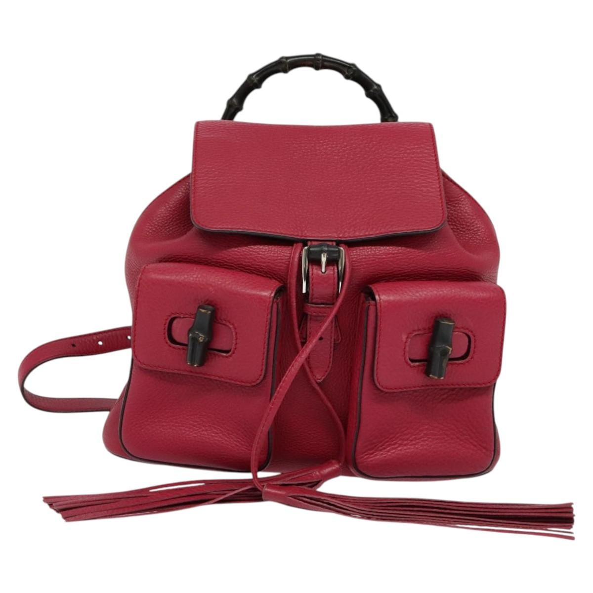 Gucci Bamboo Tassel Backpack Leather, PINK, LEATHER, Backpack