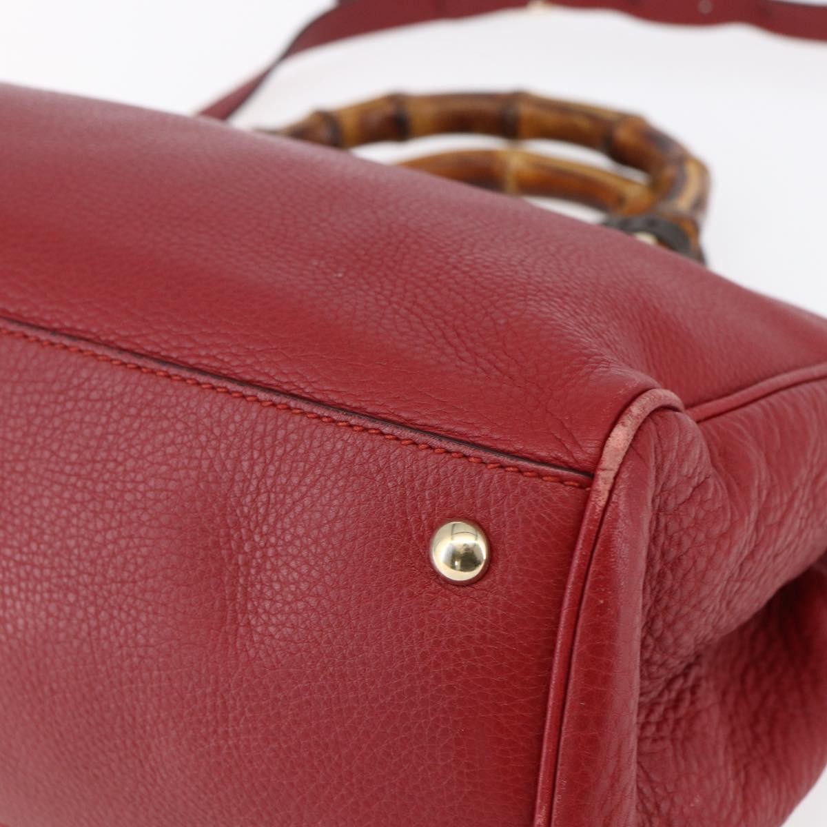 Gucci Bamboo Shopper Tote Leather, RED, LEATHER, Tote bag