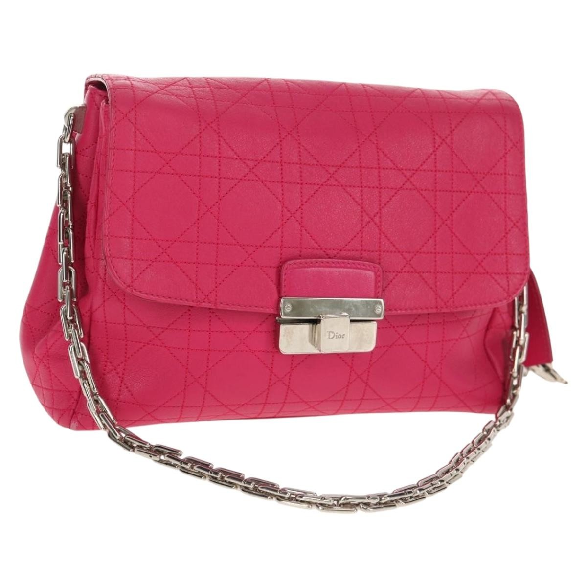 Christian Dior Long Chain Miss Dior Bag Cannage Quilt Lambskin, PINK, LEATHER, Shoulder bag