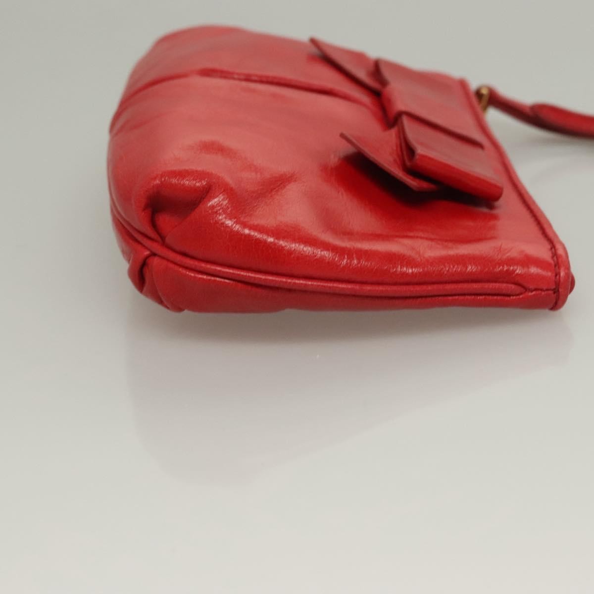 Miu Miu Zip Wristlet Pouch Leather, RED, LEATHER, Clutche & pouche